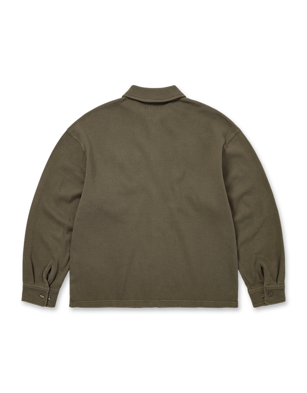 thisisneverthat Waffle Full Zip Polo Sweatshirt Dark Mocha sweatshirts