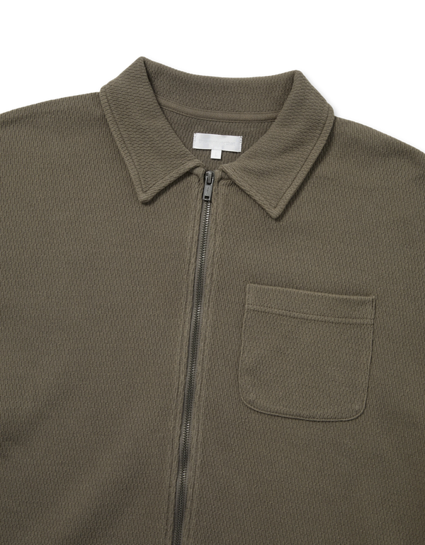 thisisneverthat Waffle Full Zip Polo Sweatshirt Dark Mocha sweatshirts