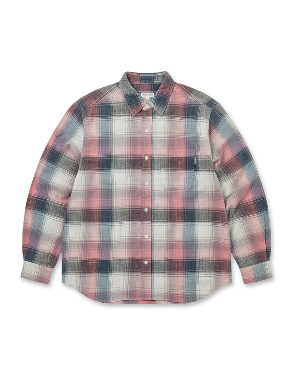 thisisneverthat Washed Check Shirt Pink long sleeved shirts