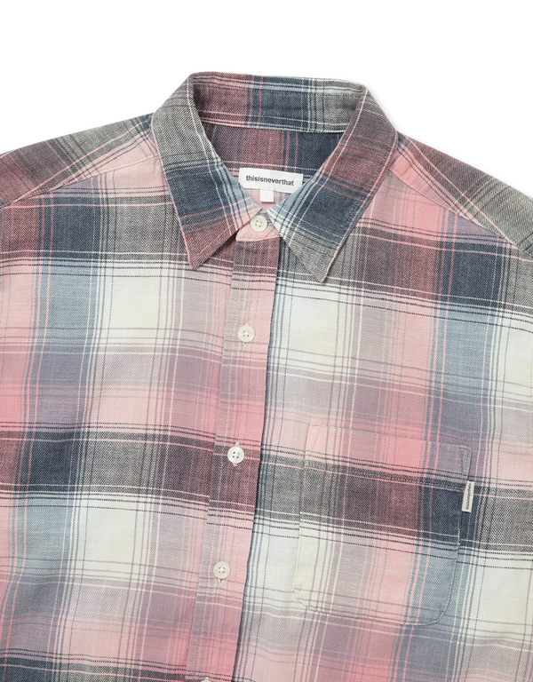 thisisneverthat Washed Check Shirt Pink long sleeved shirts