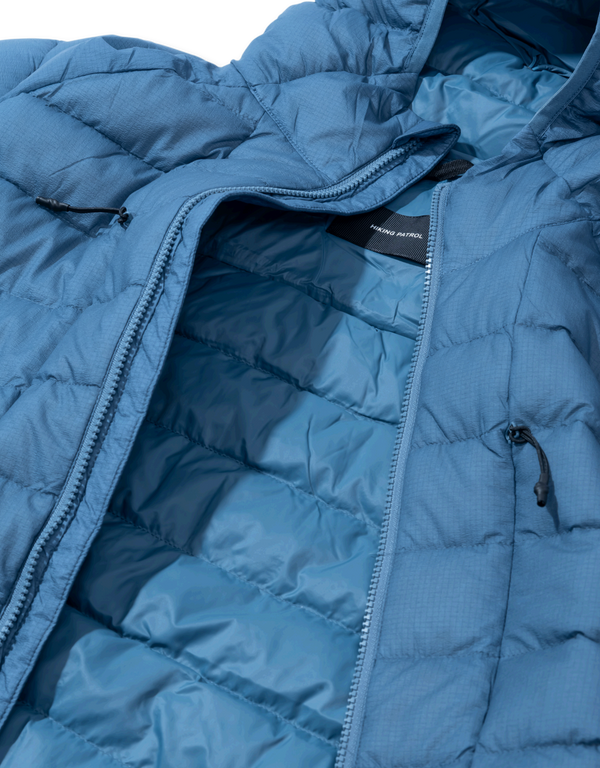 Hiking Patrol Horizon UL 800FP Hooded Down Jacket Slate Blue puffer jackets