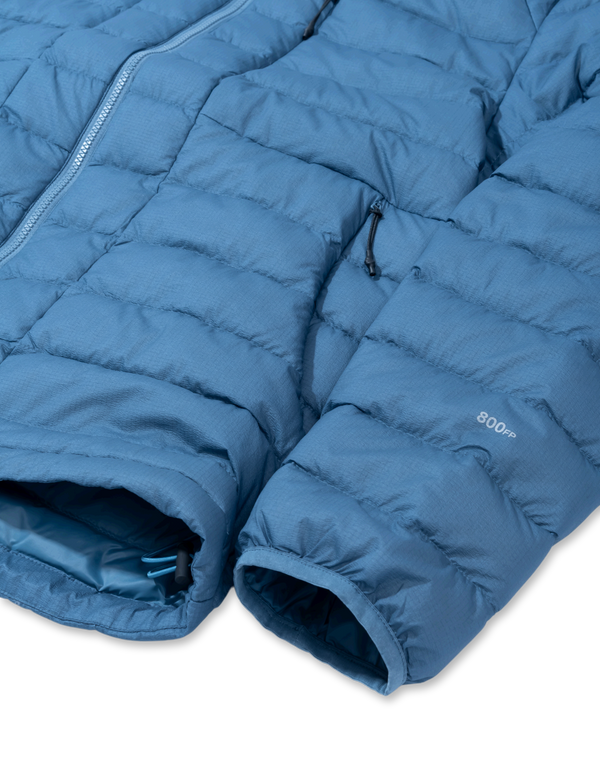 Hiking Patrol Horizon UL 800FP Hooded Down Jacket Slate Blue puffer jackets