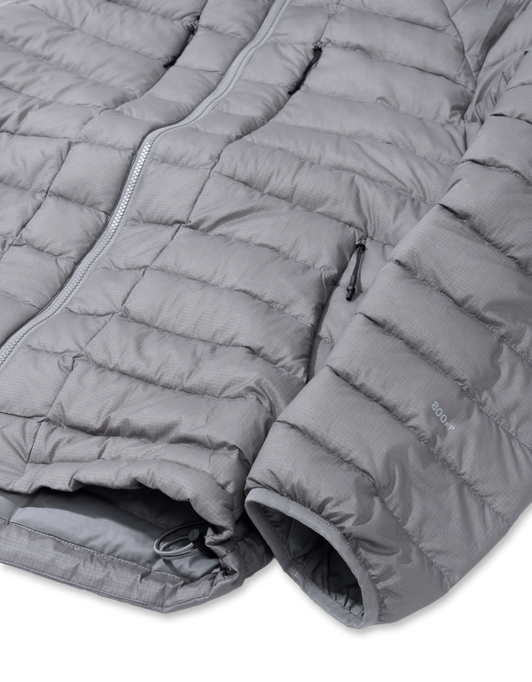 Hiking Patrol Horizon UL 800FP Hooded Down Jacket Slate Brown puffer jackets
