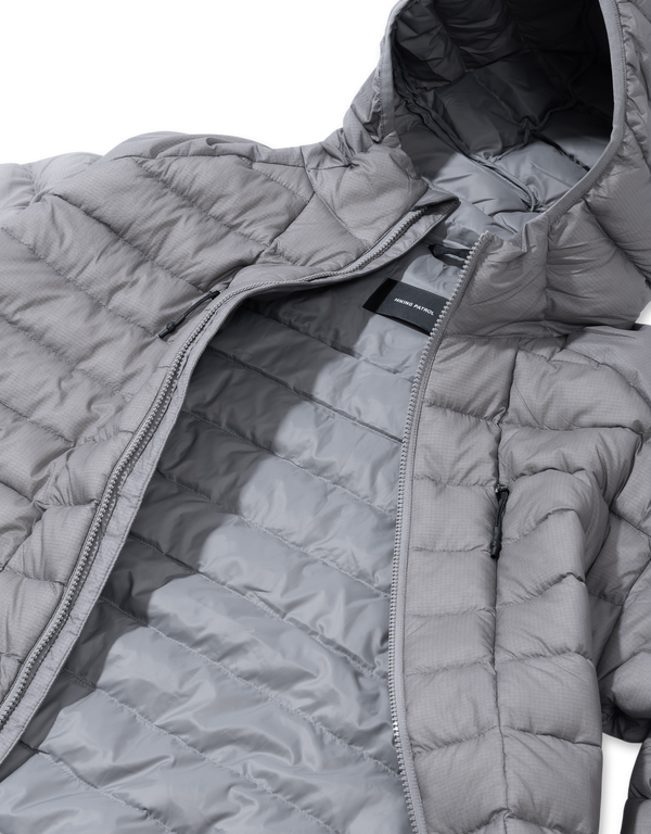Hiking Patrol Horizon UL 800FP Hooded Down Jacket Slate Brown puffer jackets