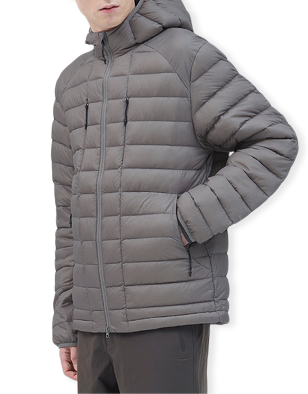 Hiking Patrol Horizon UL 800FP Hooded Down Jacket Slate Brown puffer jackets