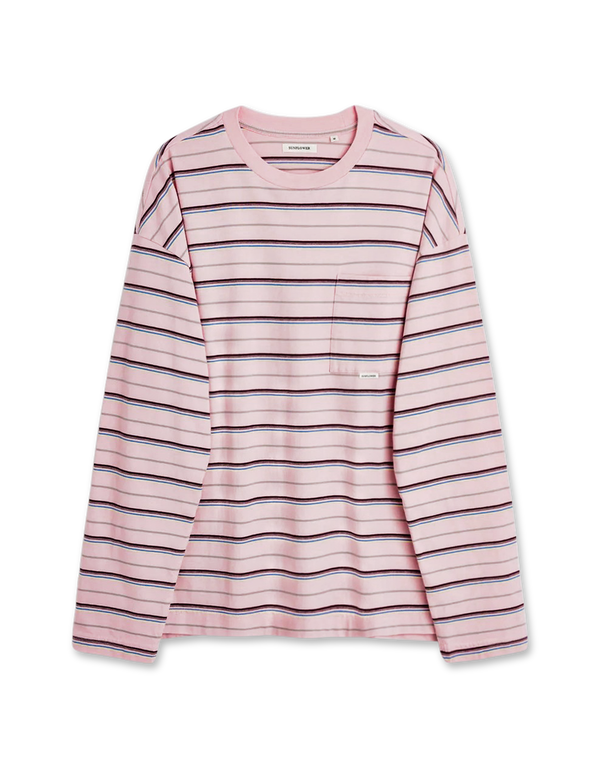 SUNFLOWER Stripe LS Pocket Tee 690 Pink long sleeved t shirts