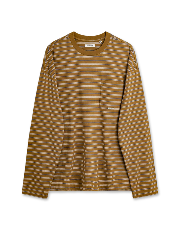 SUNFLOWER Stripe LS Pocket Tee 170 Brown long sleeved t shirts