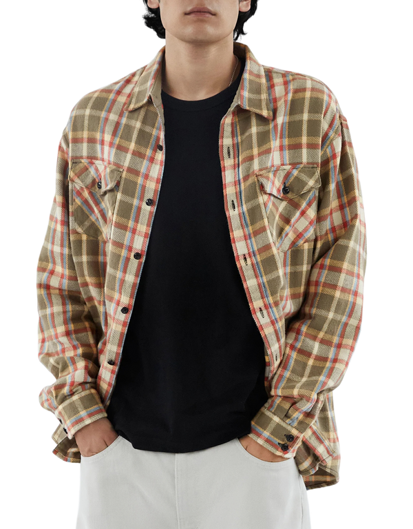 Khakis Heavy Flannel Shirt Tan long sleeved shirts