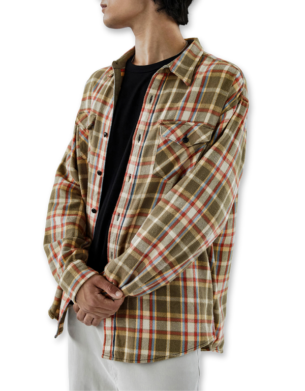 Khakis Heavy Flannel Shirt Tan long sleeved shirts