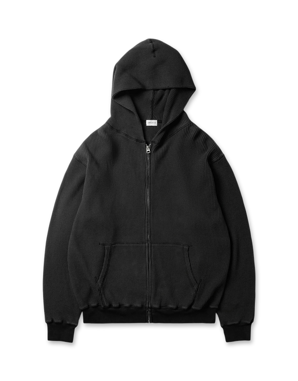Khakis Waffle Full Zip Hoodie Black zip hoodies