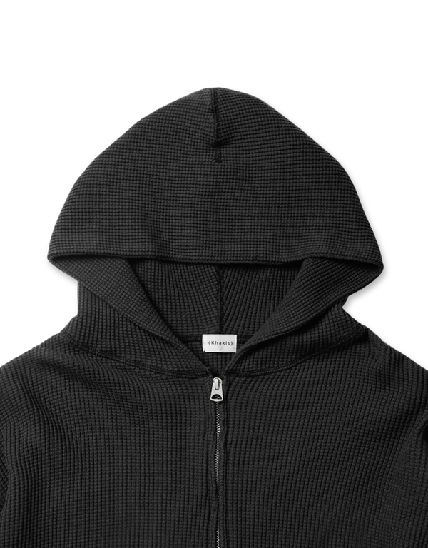Khakis Waffle Full Zip Hoodie Black zip hoodies