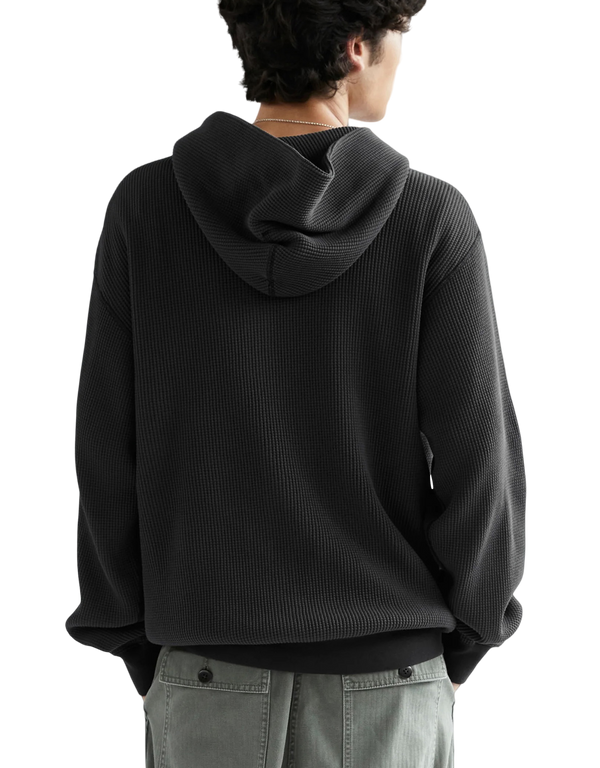 Khakis Waffle Full Zip Hoodie Black zip hoodies
