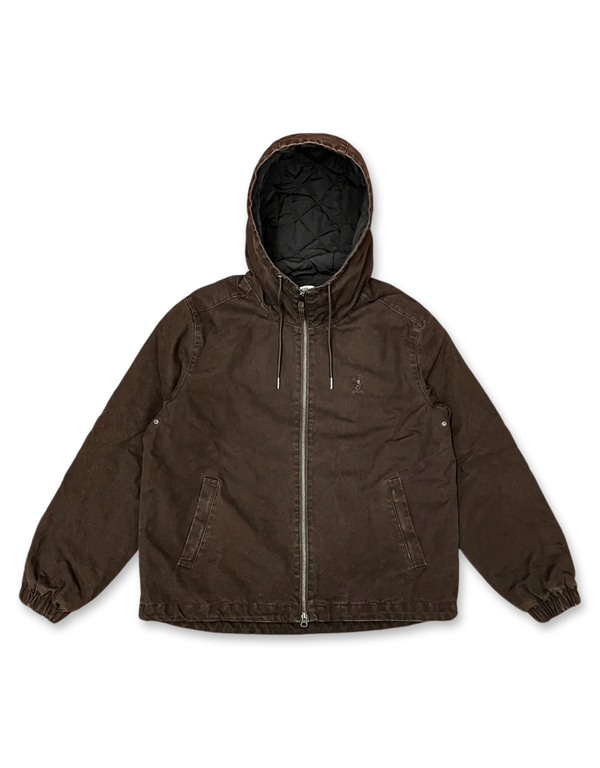 Dancer Hooded Work Jacket Brown Enzyme Wash Brown jackets
