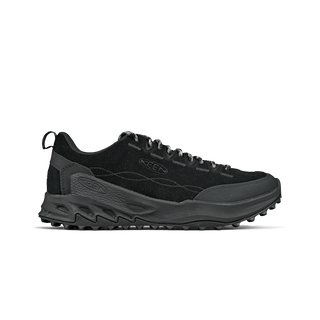 A pair of black KEEN Jasper Zionic M sneakers with a lace-up closure, mesh lining, and a rubber outsole.