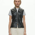 oval square Deep Leather Vest | Rezet Store