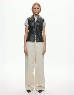oval square Deep Leather Vest | Rezet Store