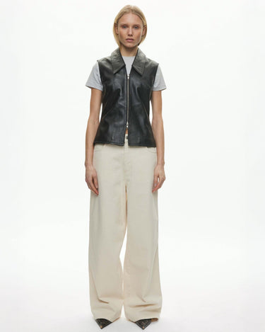 oval square Deep Leather Vest | Rezet Store