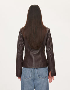 oval square Deep Leather Blazer | Rezet Store