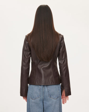 oval square Deep Leather Blazer | Rezet Store
