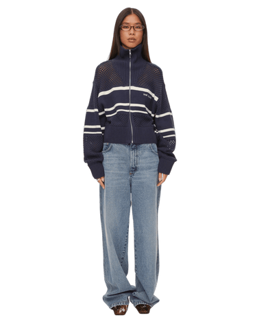 oval square Snow Zip Cardigan | Rezet Store