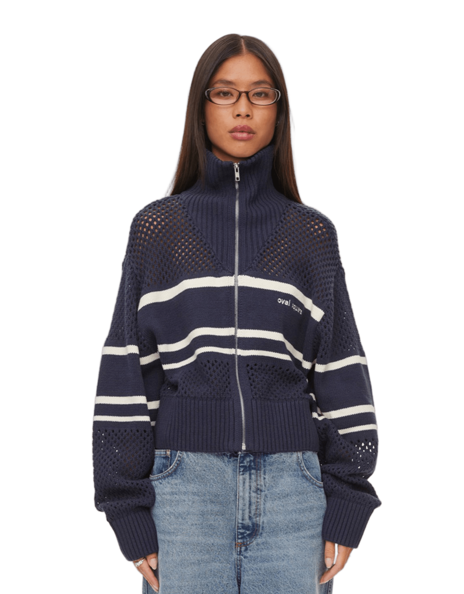 oval square Snow Zip Cardigan | Rezet Store