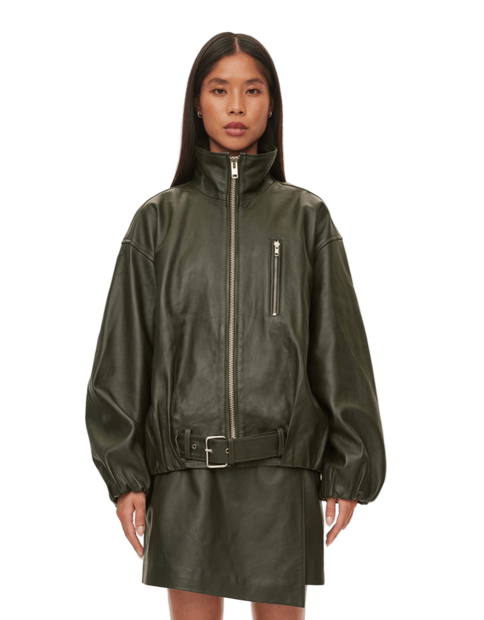 oval square Lenny Leather Jacket | Rezet Store