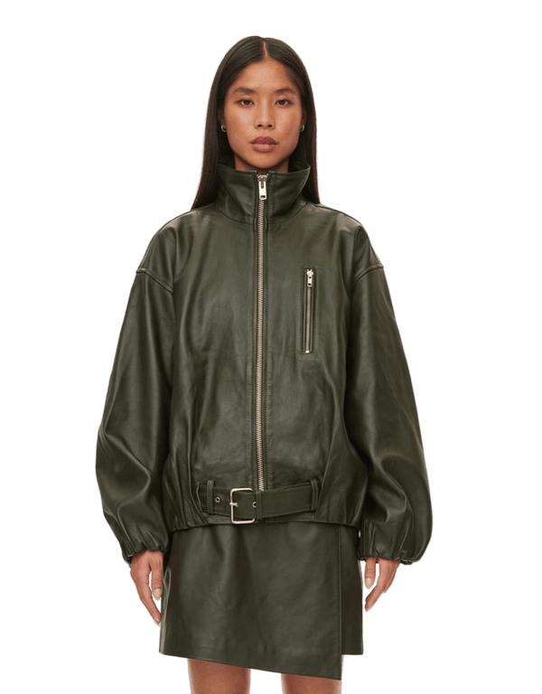 oval square Lenny Leather Jacket | Rezet Store