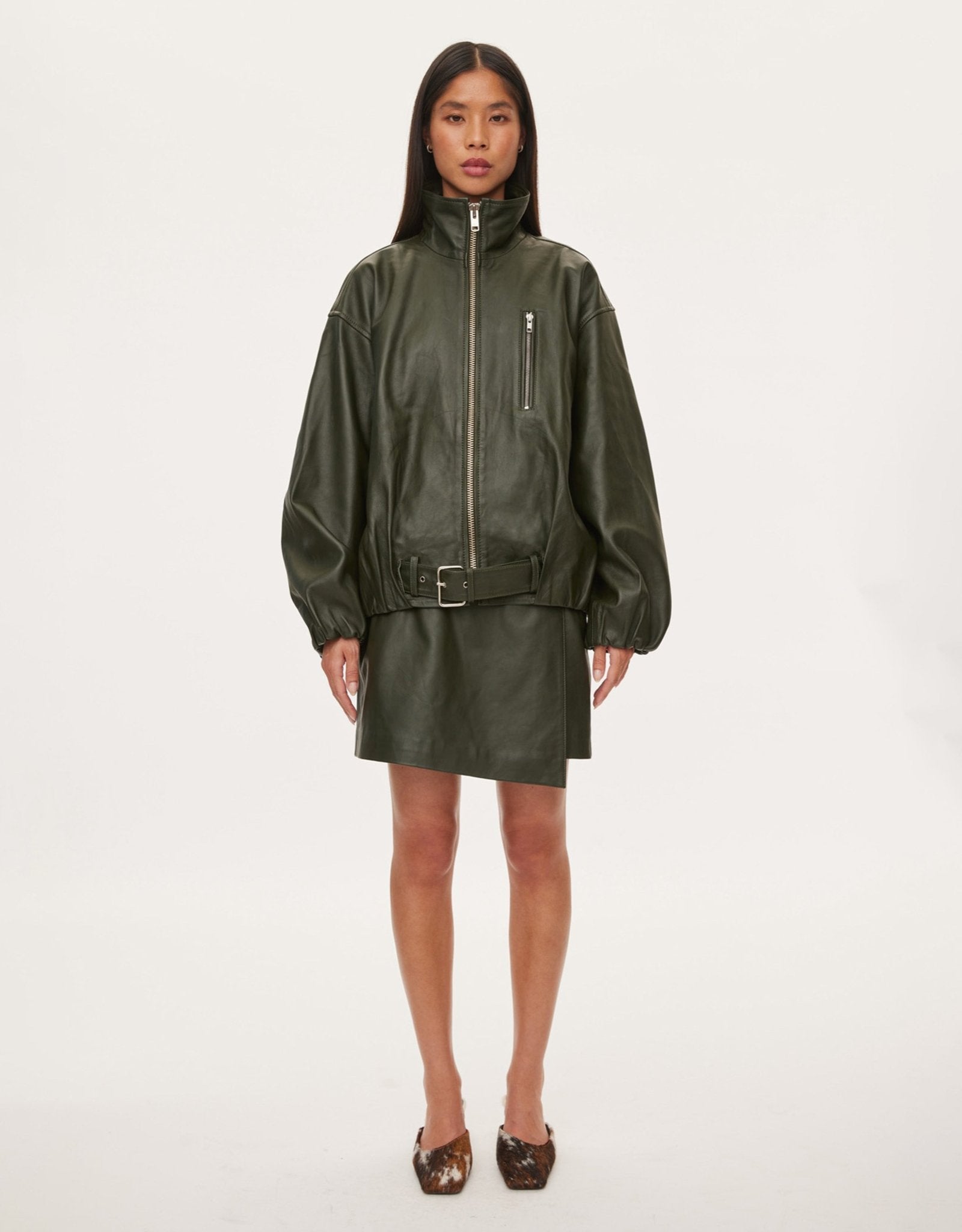 oval square Lenny Leather Jacket | Rezet Store