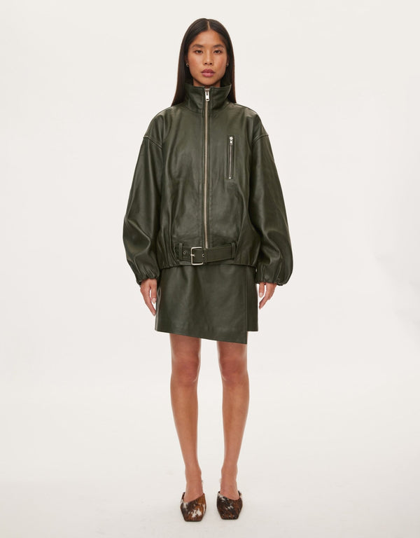 oval square Lenny Leather Jacket | Rezet Store