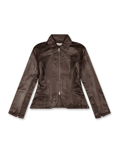 oval square Deep Leather Blazer | Rezet Store