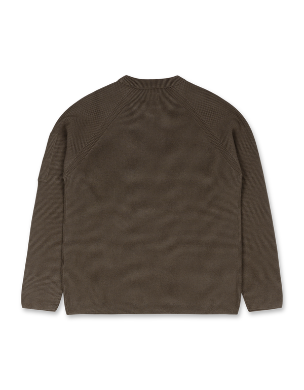 Waffle Knit Cotton Crewneck Lens Sweater