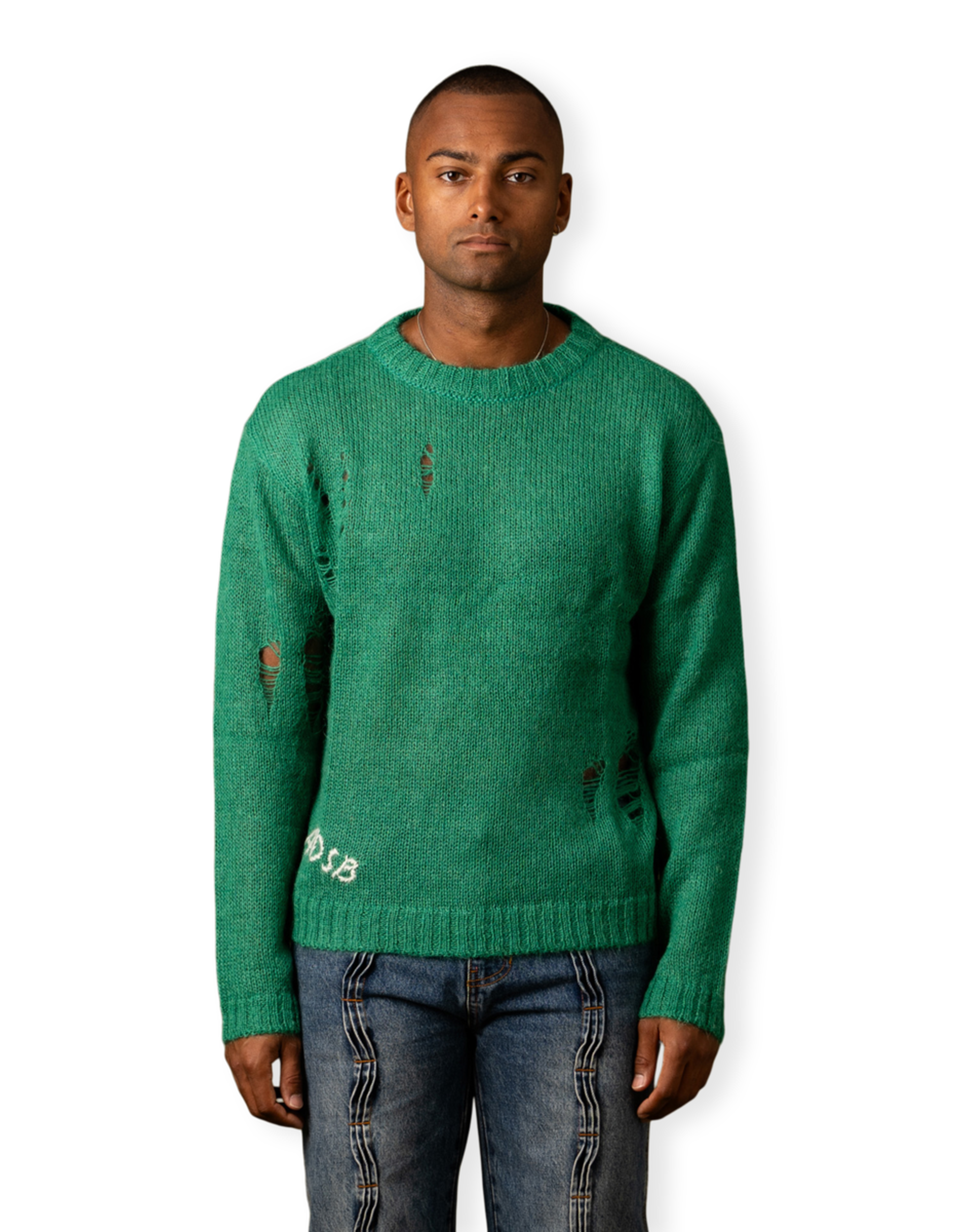 Knitted Mohair Crew-Neck Sweater