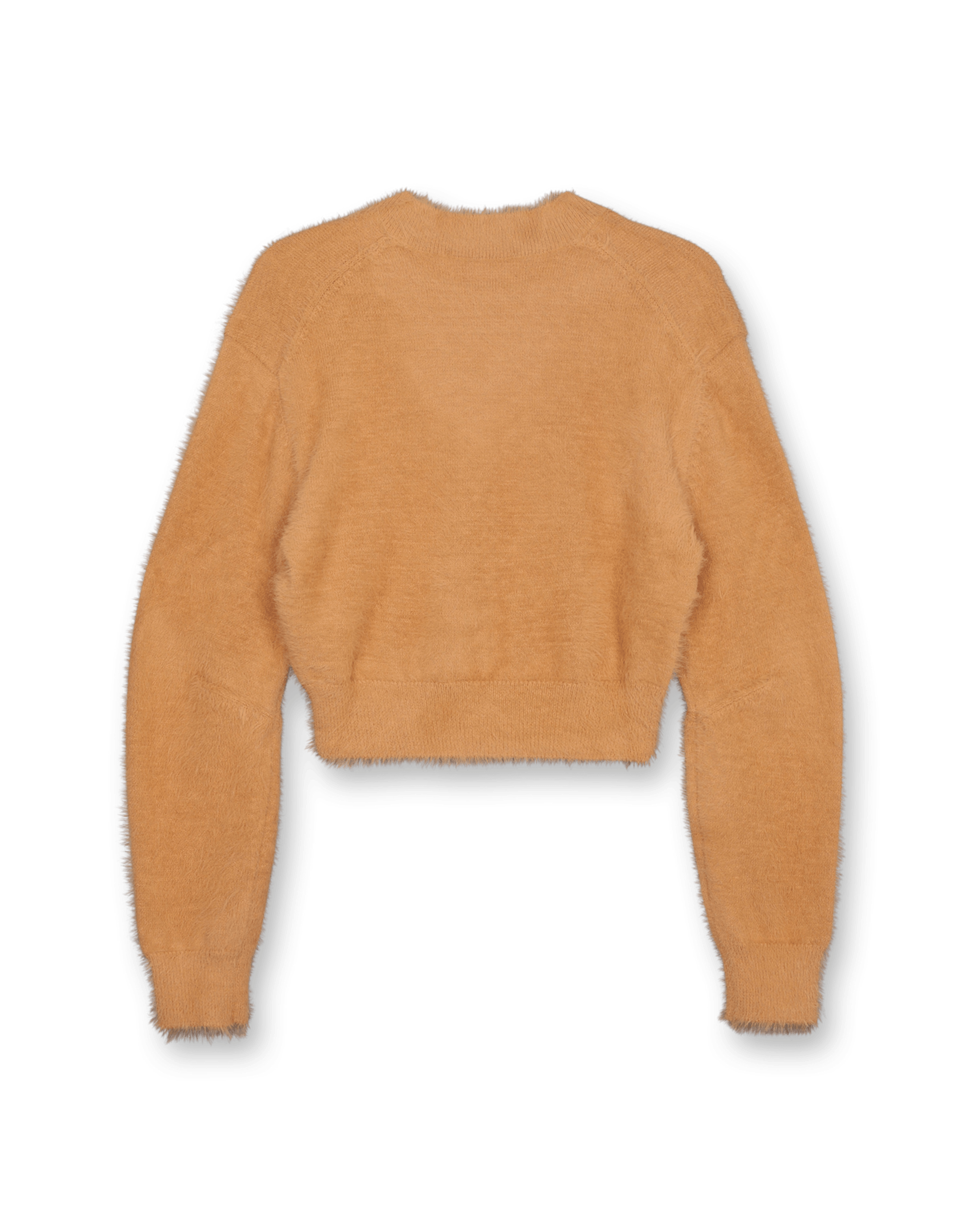 Long Hair V-Neck Knit Crop Top