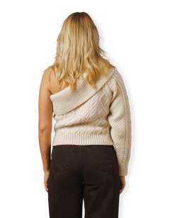 One Shoulder Chunky Cable Knit Top