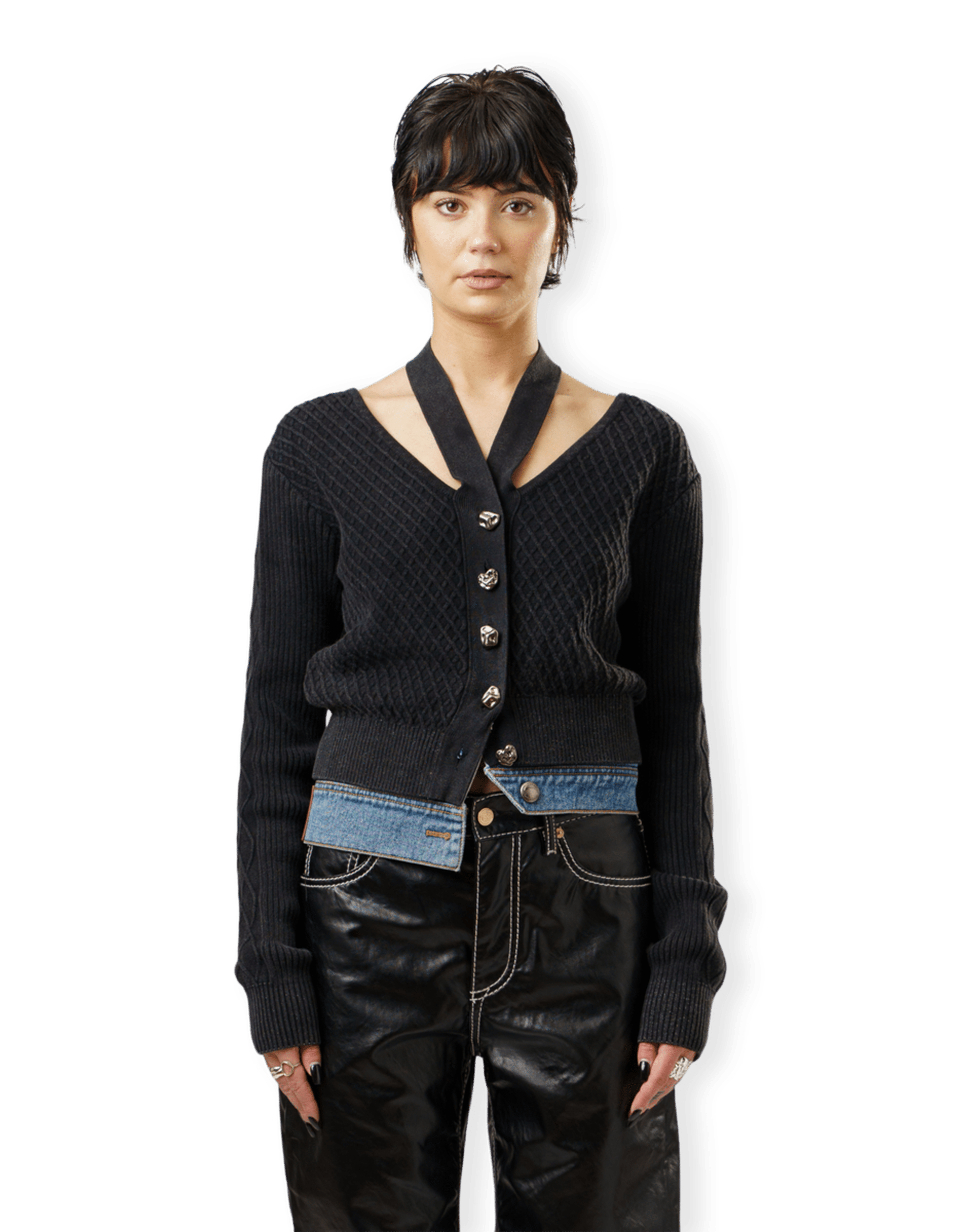 Sonya Dyeing Washed Cut-Out Cardigan