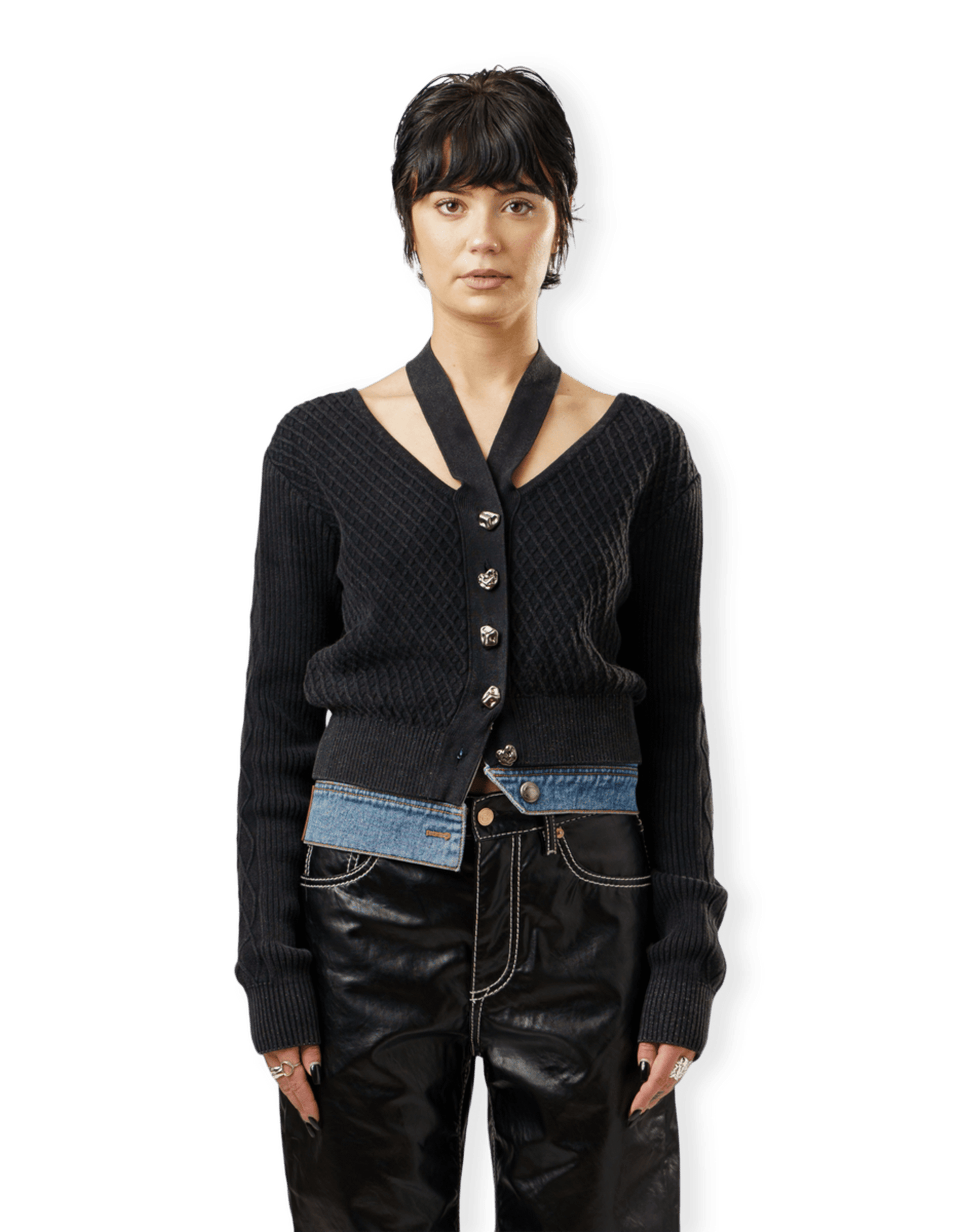 Sonya Dyeing Washed Cut-Out Cardigan