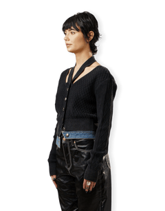 Sonya Dyeing Washed Cut-Out Cardigan