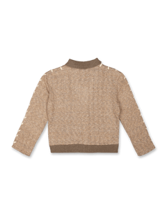 Unbleached Lace Up Cardigan