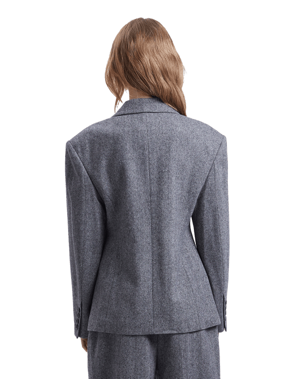 Herringbone Hidden Button Jacket