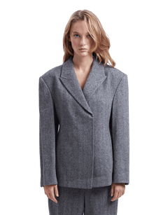 Herringbone Hidden Button Jacket