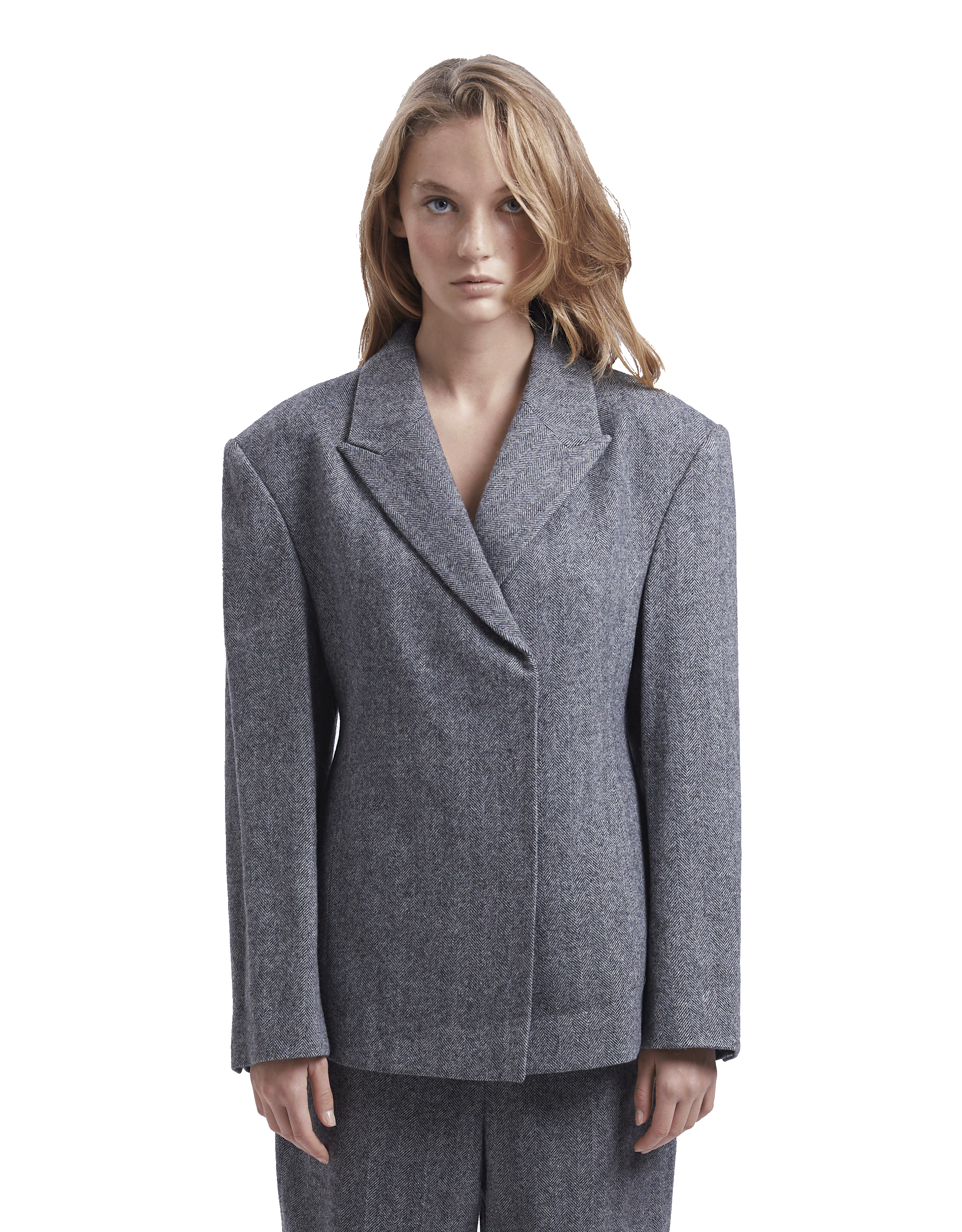 Herringbone Hidden Button Jacket