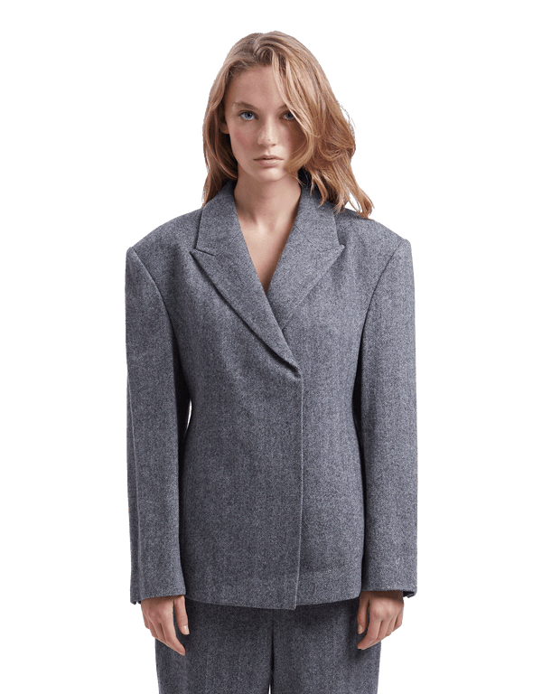 Herringbone Hidden Button Jacket