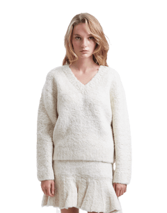 Wool Boucle V-Nect Knit