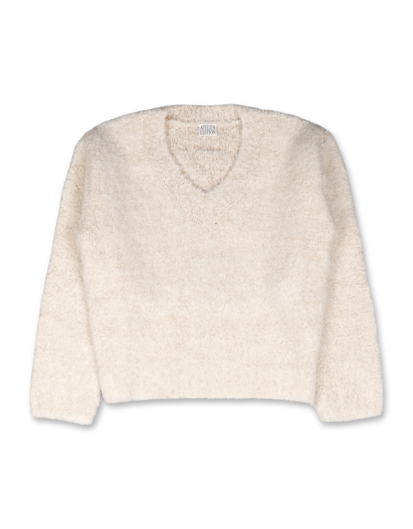 Wool Boucle V-Neck Knit