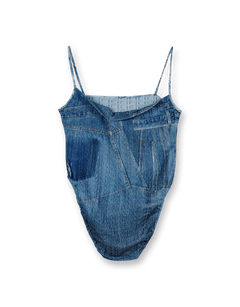 Denim Printed Knit Bodysuit