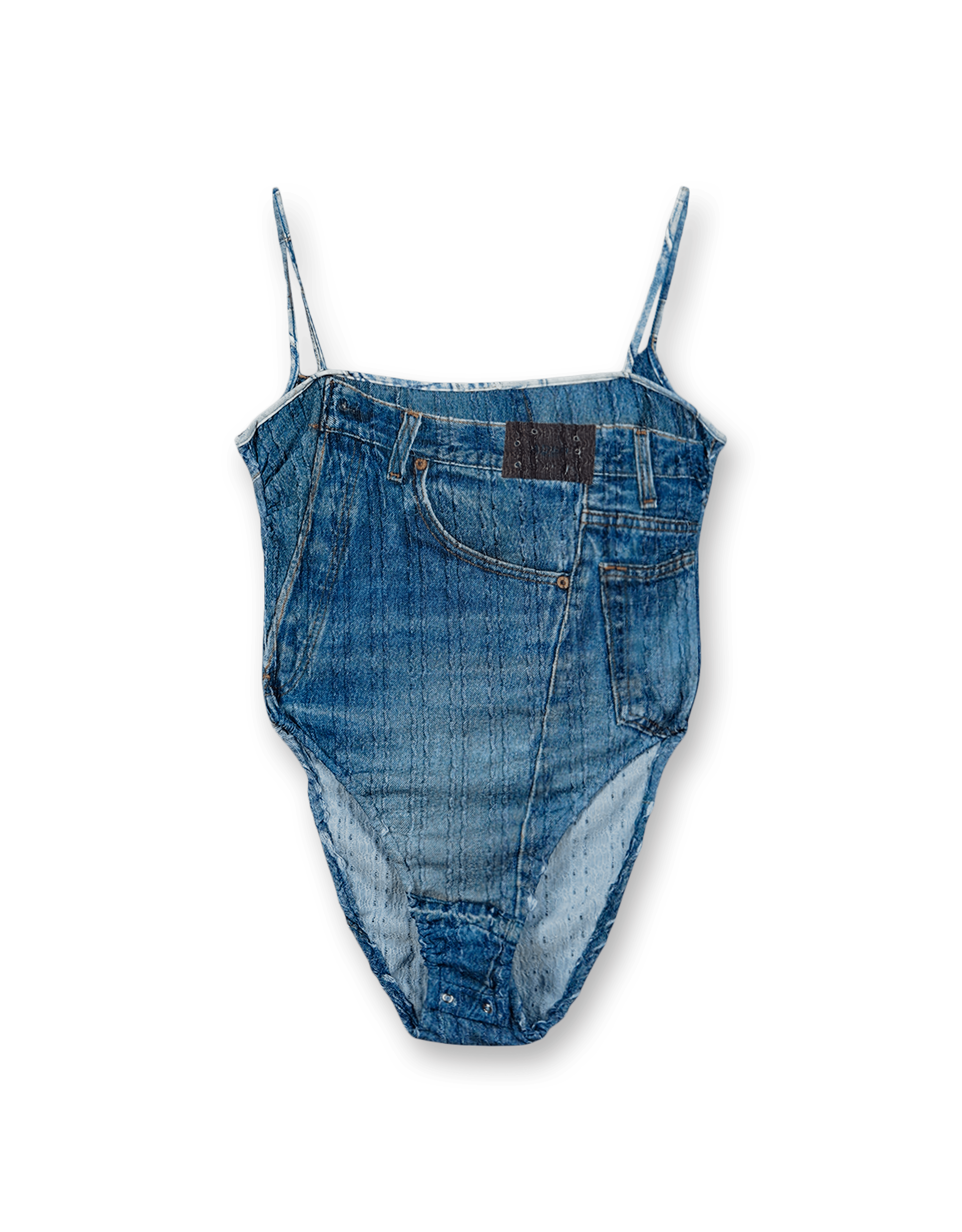 Denim Printed Knit Bodysuit