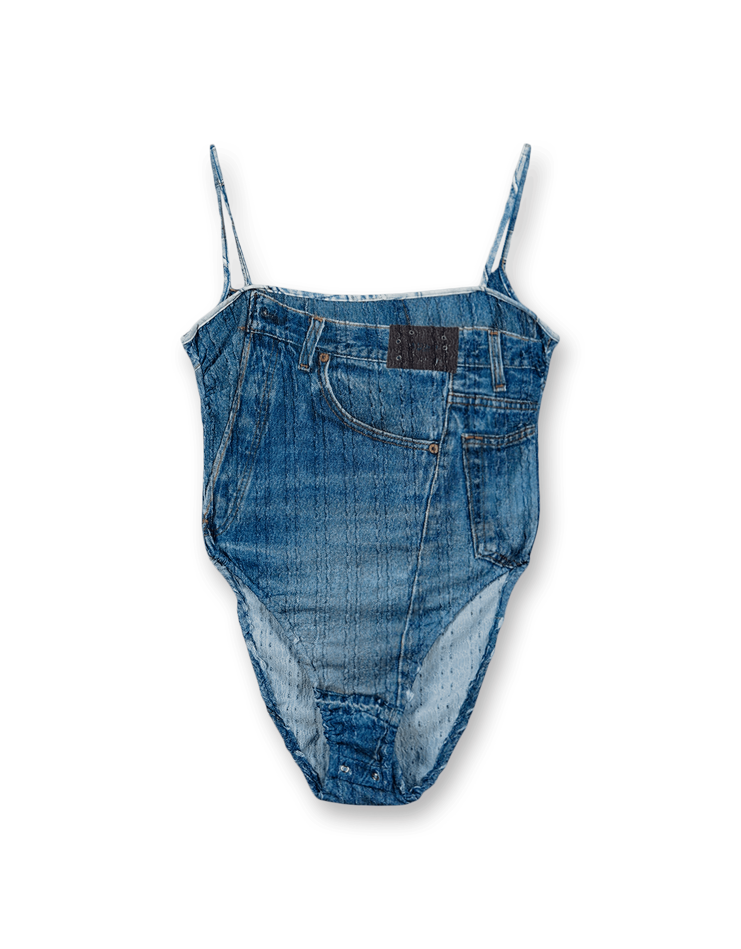 Denim Printed Knit Bodysuit