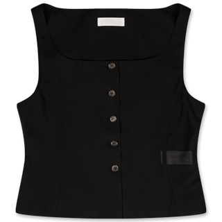 Amomento Sheer Scoop Neck Two Way Vest | Rezet Store