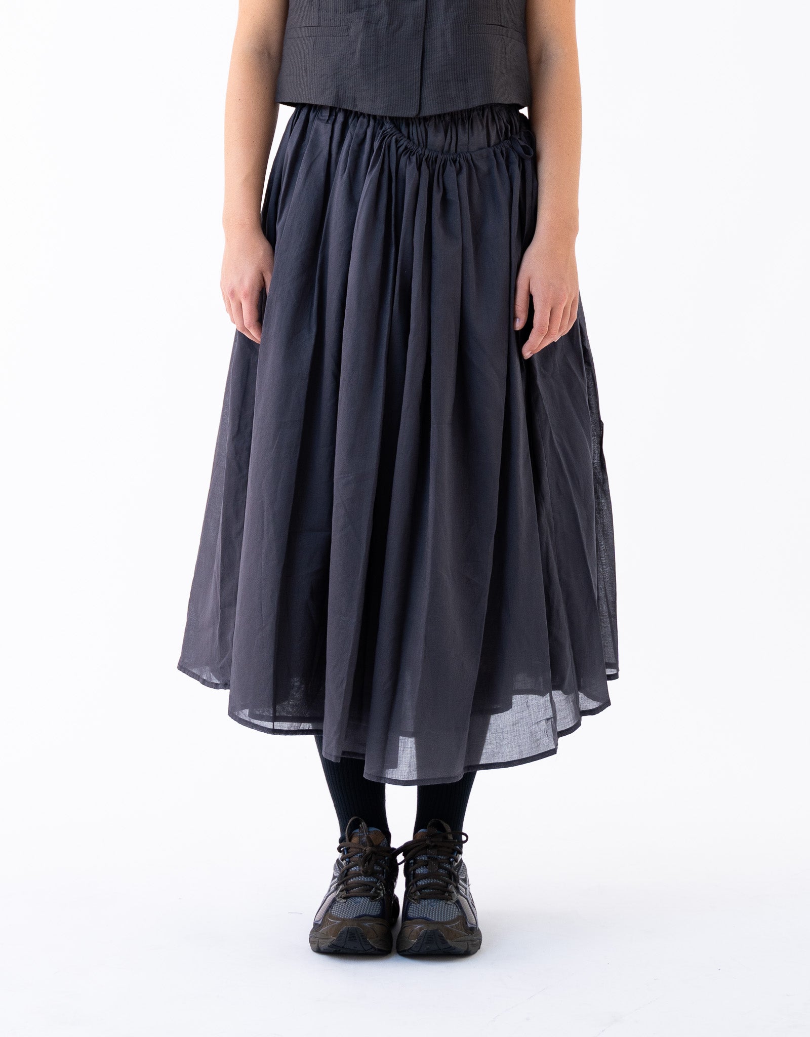 Drawstring Sheer Shirring Skirt