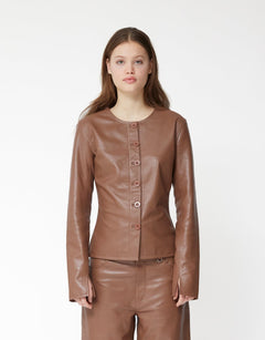 Scoop Leather Blouse